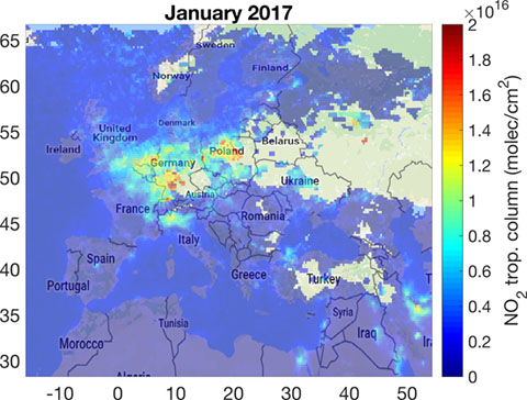 Satelliitti-instrumentti havaitsee Euroopan huonon ilmanlaadun -  Ilmatieteen laitos